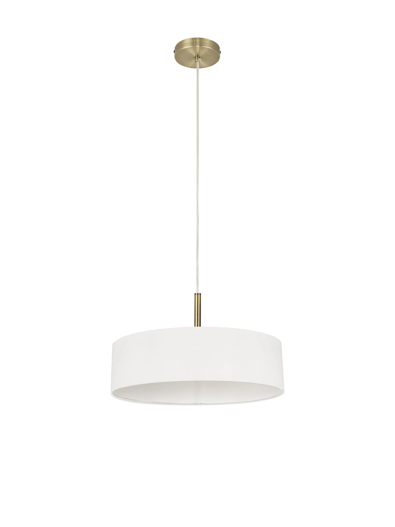 Baymont 45cm 3 Light Pendant Antique Brass, White DK0709  Deco Baymont AB WH